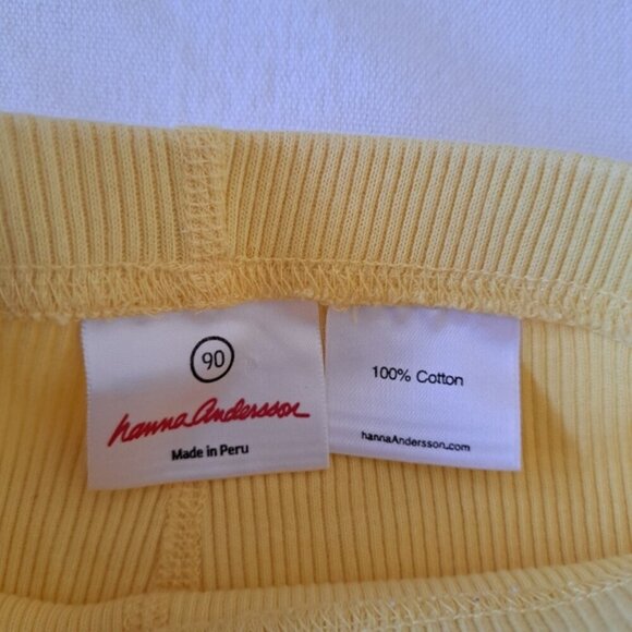 Hanna Andersson girls size 90 or 3T yellow ribbed cropped pants, VGUC - Picture 2 of 4